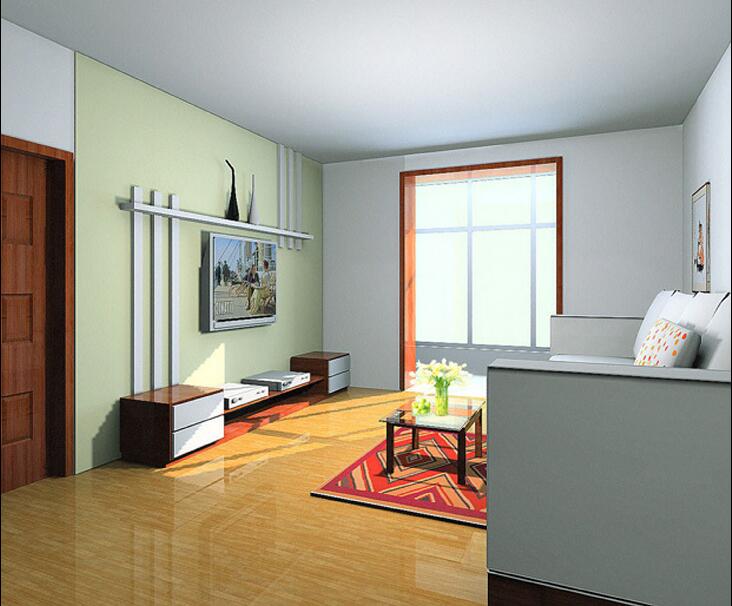 赤峰蒙小家属楼简约客厅绿色电视墙小户型窗帘白色沙发效果图